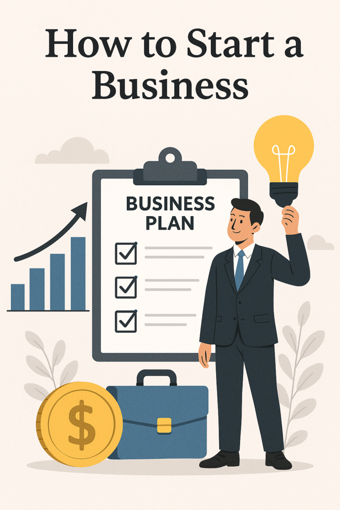 Illustration of entrepreneur planning how to start a business
